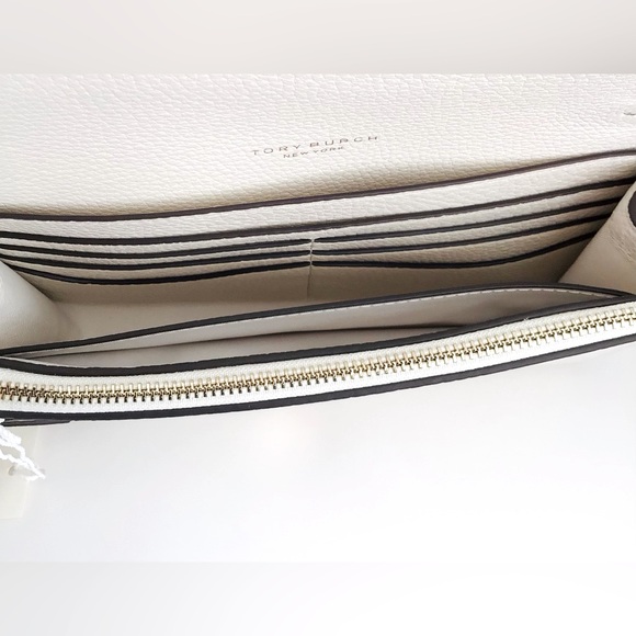 Tory Burch Thea Flat Crossbody and Zip Card Wallet Leather Ivory New In Package - Picture 11 of 16
